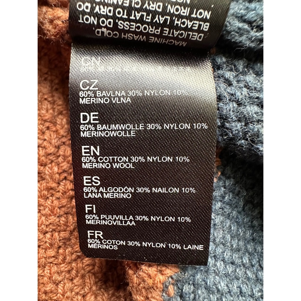 Kuhl Bella Striped Colorblock Sweater Merino Wool Blend Blue Tan Rust Medium - Picture 8 of 12